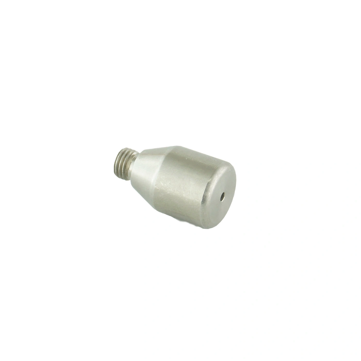 Metal part with thread and hole, isolated on white background