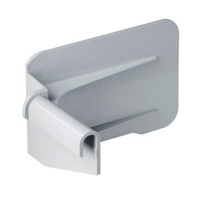 Grauer Kunststoffhalter, der an einer Wand befestigt werden kann.