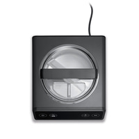 Eiscreme-Maschine, grau, mit Knöpfen und transparentem Deckel, Stromkabel